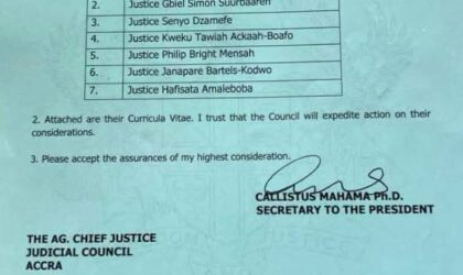 H.E President John Mahama Nominates 7 Jurists for Supreme Court Seats.
