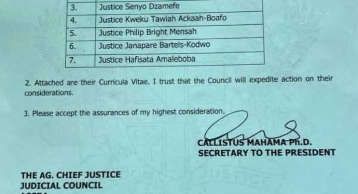 H.E President John Mahama Nominates 7 Jurists for Supreme Court Seats.
