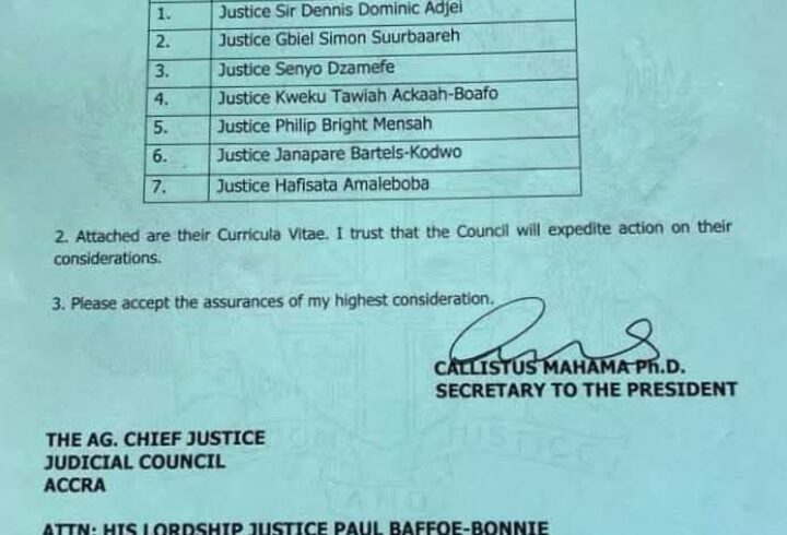 President John Mahama has nominated seven distinguished jurists to fill vacancies at the Supreme Court of Ghana