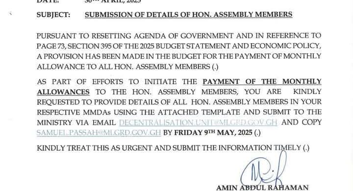 President John Mahama Directs Submission of Assembly Members’ Names for Allowance Payment.