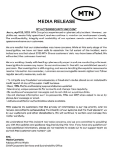 MTN Confirms Cybersecurity Breach: 5,700 Ghanaian Customers Potentially Affected
