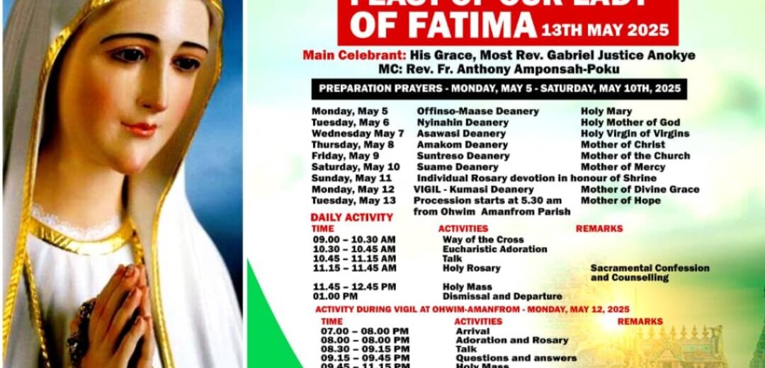 Catholic Archdiocese of Kumasi Announces Feast of Our Lady of Fatim