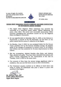 U/W Police Command arrest Notorious Armed Robber