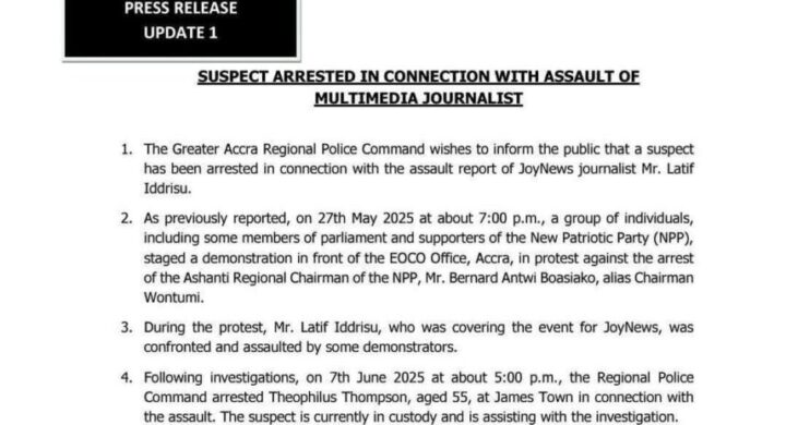 Ghana Police Service Arrests Suspect in Assault on JoyNews Journalist