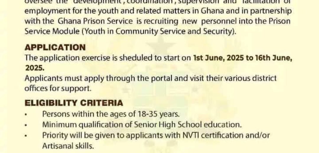 YEA Launches Recruitment for Prison Office Assistants: A Step Towards Youth Employment.