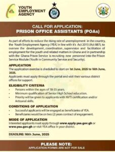 YEA Launches Prison Officers Assistant Recruitment