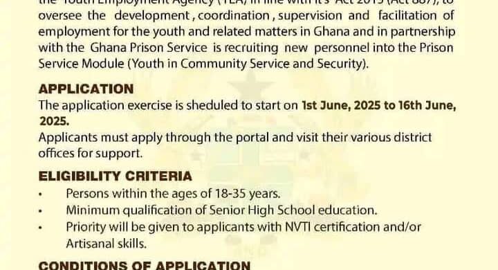 YEA Launches Recruitment for Prison Office Assistants: A Step Towards Youth Employment.