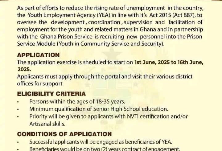YEA Launches Prison Officers Assistant Recruitment
