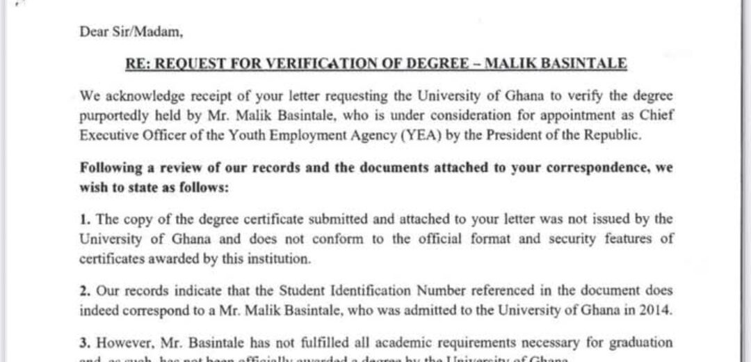 University of Ghana Denies Degree to Malik Basintale, Controversy Ensues.