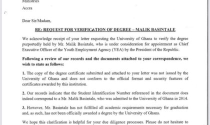 University of Ghana Denies Degree to Malik Basintale, Controversy Ensues.