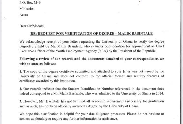 University of Ghana Denies Degree to Malik Basintale, Controversy Ensues