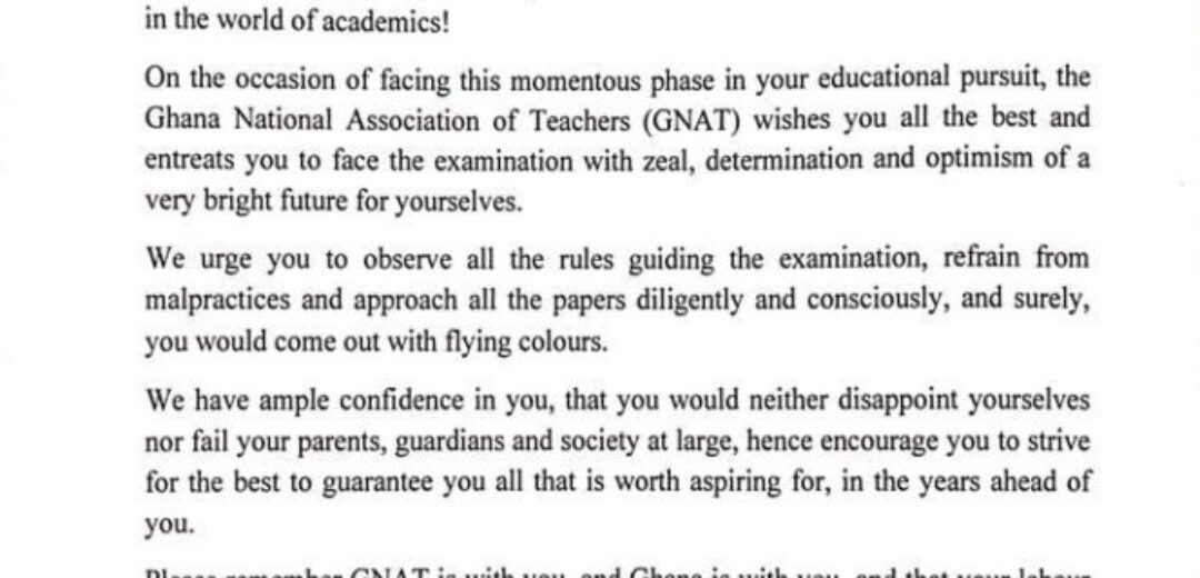GNAT Wishes BECE Candidates Good Luck.