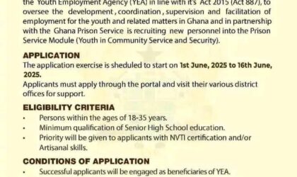 YEA Launches Recruitment for Prison Office Assistants.