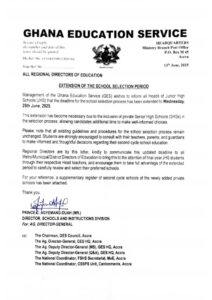 Ghana Education Service Extends School Selection Period for Junior High Schools