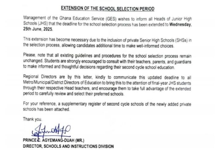 Ghana Education Service Extends School Selection Period for Junior High Schools