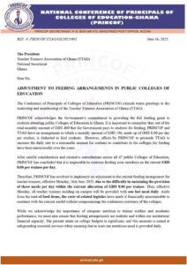  PRINCOF Announces Adjustment to Feeding Arrangements in Public Colleges of Education