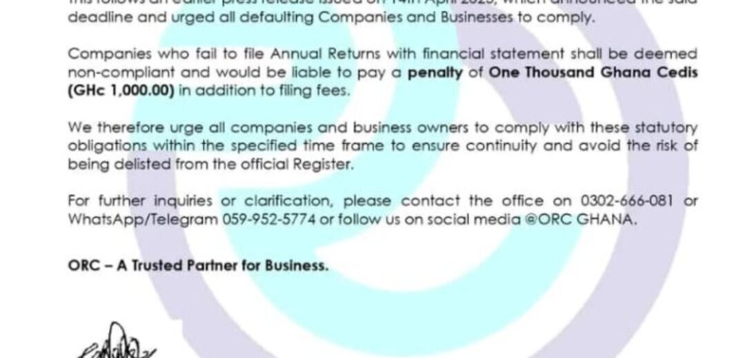 Office of the Registrar of Companies Issues Final Reminder: No Extension Beyond June 30, 2025