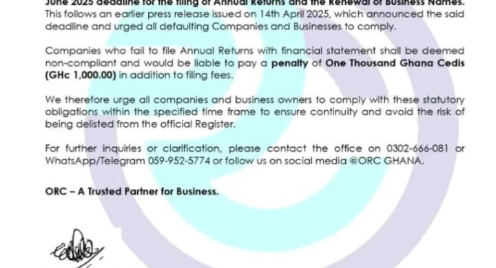 Office of the Registrar of Companies Issues Final Reminder: No Extension Beyond June 30, 2025