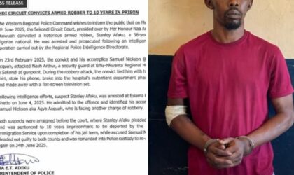Armed Robber Sentenced to 10 Years in Prison