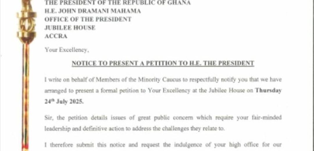 Minority Caucus to Petition President Mahama on July 25