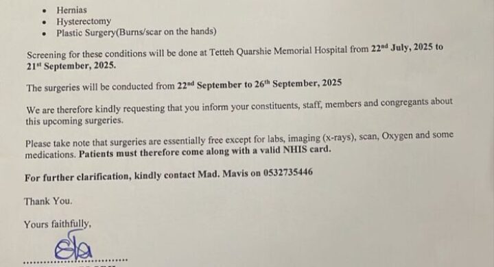 Tetteh Quarshie Memorial Hospital to Host Free Surgeries