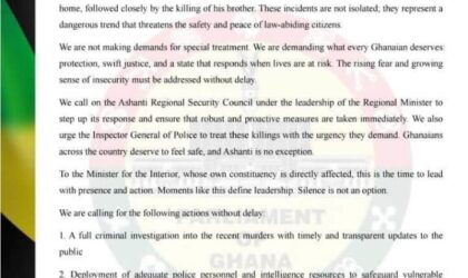 NPP Ashanti Parliamentary Caucus Raises Alarm Over Rising Insecurity in Ashanti Region