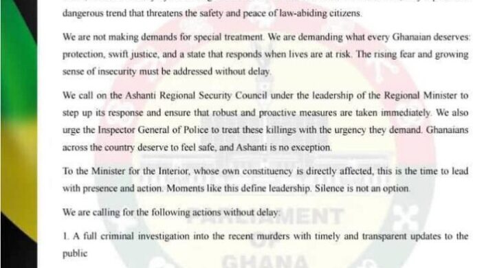 NPP Ashanti Parliamentary Caucus Raises Alarm Over Rising Insecurity in Ashanti Region