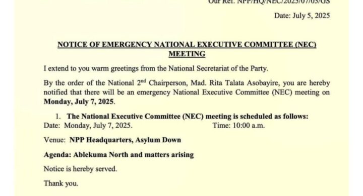 NPP’s NEC to Hold Emergency Meeting Today