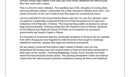 Kusaug Traditional Council calls for calm, urgent action to restore peace in Bawku