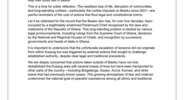 Kusaug Traditional Council calls for calm, urgent action to restore peace in Bawku