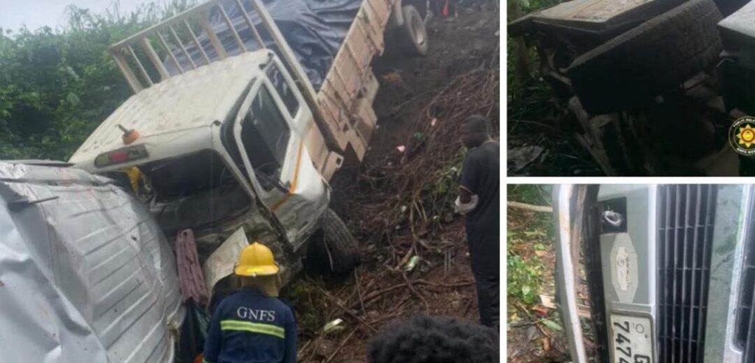 GNFS Swiftly Responds to Nkawkaw Road Crash, Prevents Potential Fire.