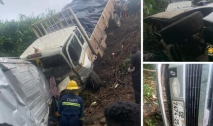 GNFS Swiftly Responds to Nkawkaw Road Crash, Prevents Potential Fire.