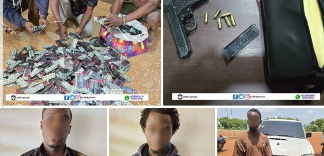 POLICE ARREST THREE SUSPECTS WITH RESTRICTED DRUGS AND FIREARM NEAR SAVELUGU