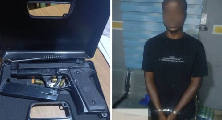 SUSPECT ARRESTED WITH PISTOL AND AMMUNITION AT POLICE BARRIER NEAR OBUASI