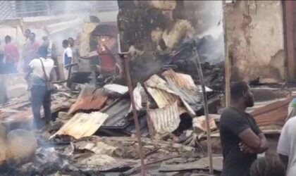 A/R.Fire guts portion of Suame Anomanye market ,multiple shop filled with spare parts