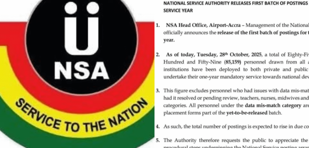 National Service Authority Releases First Batch of Postings for 2025/26 Service Year.