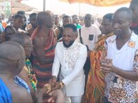 Nana Adu Gyamfi Cuts Sod for Construction of Kokote roundabout