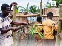 Teachers Commission Roofing Sheet Urinal Facility with Cutlass at Pruso Basic School.