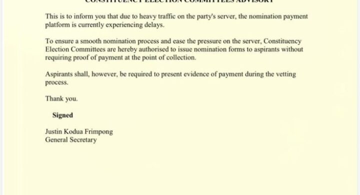 Party Temporarily Waives Proof of Payment for Nomination Forms Amid Server Delays