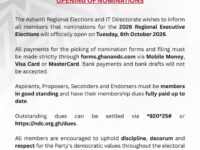 NDC Ashanti Region Opens Nominations For 2026 Regional Executives Election On October 6
